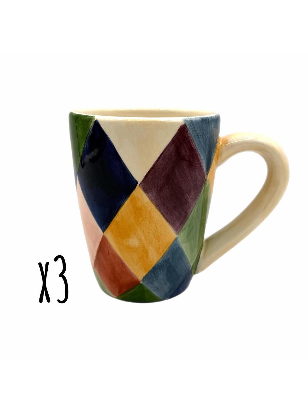 Set of 3 Vintage 2002 Tabletops Unlimited Carnival Coffee Mugs – Colorful